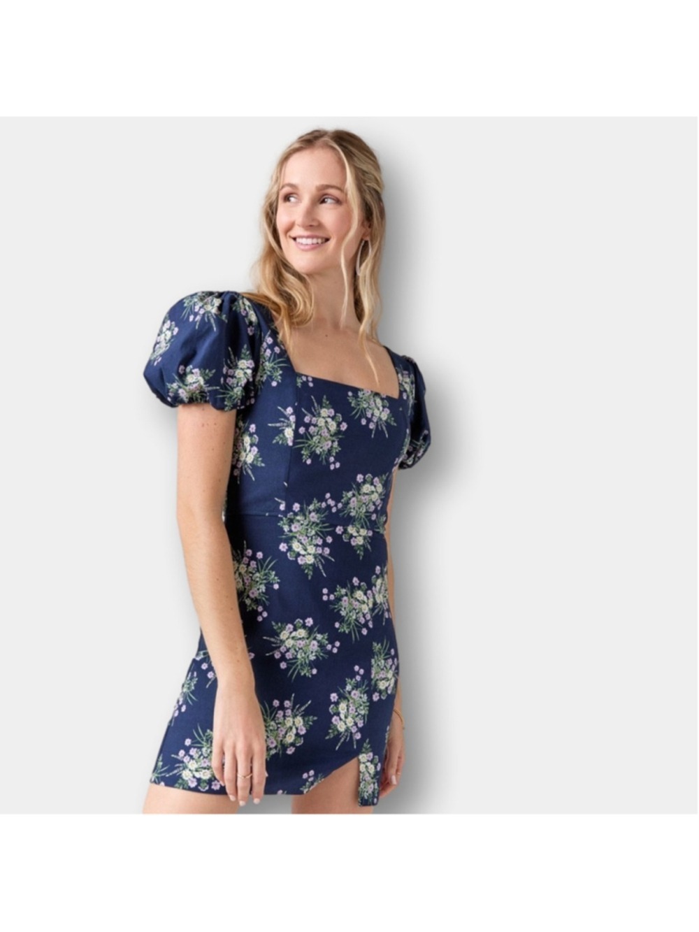 NWT Francesca’s Sydney Square Neck Floral Mini Dress Size XL Cottage Core Fairy